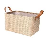 Cestas de Almacenaje,Cesta Almacenaje Canastas de almacenamiento de yute Cestas de almacenamiento rectangular con mango Dies plegables Organizadores para juguete Lavable Lavadero Contenedor(Khaki,37x2
