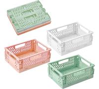 Cestas de Almacenaje Plegables Apilables con Asas Ocultas (3 Uds), Cajas Organizadoras de Plástico PP 15×9,8×5,8 cm para Cocina, Baño y Cajones Uryxery