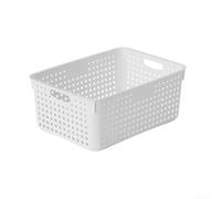 Cestas de almacenamiento, cesta de verduras y frutas para organización del hogar en tamaños medianos, grandes y extragrandes, versátil para cocina, baño, escritorio (M-blanco)