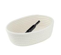 Cestas de almacenamiento de mimbre, cesta tejida estética, 30 x 17 x 9 cm, cesta de lavandería con estructura resistente, contenedor tejido, contenedor de cuerda, almacenamiento de cuerda, de
