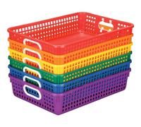 Cestas de almacenamiento de papel de escritorio de 14 x 10 pulgadas, colores arcoíris