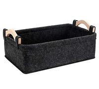 Cestas de almacenamiento pequeñas rectangulares de fieltro para DVD, CD, cable, libros, vídeo, artículos electrónicos, televisores remotos, organizador con asas