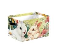 Cestas de almacenamiento plegables grandes con asas, diseño de conejo, huevos de conejo, caja organizadora de tela para estantes, ropa de juguete, guardería, armario, decoración de sala de estar