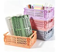Cestas de Almacenamiento Plegables Mini 15 x 9,8 x 5,7cm Caja Apilables Plastico para Cocina Estudio y Oficina 6Pcs