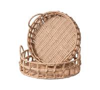 Cestas de almacenamiento tejidas a mano, bandeja de cuerda de papel | Cestas de almacenamiento redondas de cuerda de papel | Papelera de lavandería portátil apilable, cestas decorativas para sala de