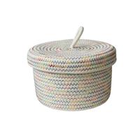 Cestas De Almacenamiento Tejidas Con Cuerda De Algodón, Cajas Organizadoras Con Tapas, Cesta for Artículos Diversos De Escritorio, Bolígrafo for Llaves Y Cosméticos(White,18x12cm)