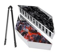 Cestas de carbón vegetal, 2 unidades Char-Basket, cesta de carbón para barbacoa Weber de 57 cm, barbacoas de carbón vegetal, cestas de carbón vegetal de placa galvanizada, soporte para briquetas de