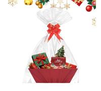 Cestas de cartón para dulces, con asas y lazos, bolsa roja de cartón, lindas cestas de Navidad | para niños, adultos, familia, Halloween, Acción de Gracias, hogar, vacaciones, Año Nuevo, boda, fiesta