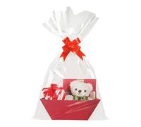 Cestas de de cartón rojo - 25 × 17 × 9 cm Decoraciones vacías con asas y lazos, vacaciones de cumpleaños Halloween Acción de Gracias | Cesta de regalo de almacenamiento festivo para en