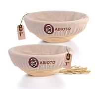 Cestas de fermentaci n ABIOTO para pan de masa madre - Juego de 2 cestas banneton redondas de 18 cm con revestimiento, hechas del mejor rat n ind