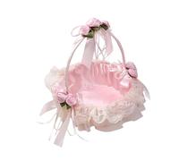 Cestas de flores para bodas, Cesta de flores rosa, lazo encaje, cintas satén, suministros for fiesta boda