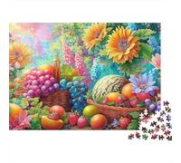 Cestas de Frutas Vibrantes en Flor Puzzle De 1000 Piezas temática Fruta Ideal para Hombres, Mujeres, Ancianos Y Mayores 52x38cm/1000pcs