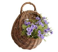 Cestas de mimbre para pared - Juego de maceteros colgantes hechos a mano de ratán, decoración de almacenamiento tejida, cesta para plantas montada en la pared, acento interior rústico de granja, conte