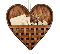 Cestas de pared para plantas hechas a mano de madera en forma de corazón | Cestas tejidas con soporte de flores para dormitorio, entrada, sala de huéspedes, cafeterías, cafeterías
