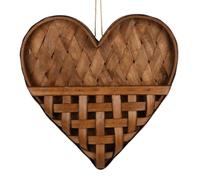 Cestas de pared tejidas de madera boho con forma de corazón hechas a mano | Maceta de pared para dormitorio, entrada, casa, cafetería, cafetería