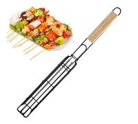 Cestas De Parrilla Para Exteriores - Pinza De Rejilla Para Barbacoa Con Mango De Madera | Soporte Para Cestas Barbacoa,Para Salchichas Carne Pescado Parrilla Aire Libre Camping Picnic Fogata