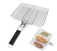 Cestas de parrilla para parrilla al aire libre, malla de barbacoa de acero inoxidable cuadrado, accesorios de barbacoa para cocinar carne de cerdo, carne de res, brócoli, bistec, cordero, papa, pescad