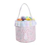 Cestas De Pascua - Tela, Cesta De Conejo, Bolso De Cola De Pom-Pom Flor Rosa | Bolso De La Caza De Huevos De Conejo, Cubo De Conejo Para Niños Niñas Dulces De Chocolate Juega