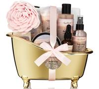 Cestas de regalo de spa para mujer, juego de baño de lujo con aceite de rosa y orquídea, kit de spa que incluye gel de baño, baño de burbujas, loción, mantequilla corporal, jabón, spray corporal