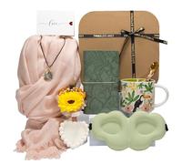 Cestas de regalo para mujer, con bufanda, colgante similar al cristal, máscara para dormir y más, regalos de cumpleaños para mujeres, mamá, ella, cestas de regalo para recuperarse pronto, regalos de