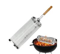 Cestas De Rejilla De Rodillos - Cesta De Parrilla De Acero Inoxidable | BBQ Rolling Cage Con Manijas Extraíbles | Tubo De Cesta De Parrilla | Accesorios De Cocción De Jaula De Cilindro De Barbacoa De