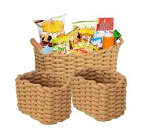 Cestas DeAlmacenamīento Tejidas, 3 Paquetes: Cestas Para Estantes Con Asas,CeştaDe Cuerda De Algodón, Cajas De Almacenamīento Decorativas,Ceşta De Baño, Cesta De Almacenamiento De Mimbre/cesta De