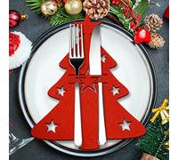Cestas para Cubiertos de Fieltro Navideño, 12 Pcs Bolsa para cubiertos Árbol de Navidad Soporte para Cubiertos Decoración de Mesa de Fiesta, Rojo Navidad Cuchillos Tenedores Cucharas Vajilla Bolsas