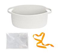 Cestas Tejidas Para Almacenamiento - Cubo De Almacenamiento Vacío De Cuerda De Algodón Con Asas - Organizador Portátil Para Dormitorio Cocina Baño Salón Apartamento Habitación Infantil Mesita De Noche