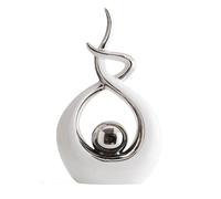 CESTATIVO Estatua de Cerámica, Escultura Modernos, Escultura de Arte Abstracta, Objetos Decoraciones, Decoración Moderna de Salas de Estar Restaurantes Escritorio/Estante (Blanco Plata, Pequeño)