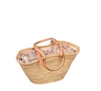 Cestería Aparici - Capazo de Palma con Asas Bandolera Beige y Cierre de Tela (45x25x27) Perfecto para compras, uso diario, playa, escapadas de fin de semana. Ref: 5340-8 Tela Rojo Estampado
