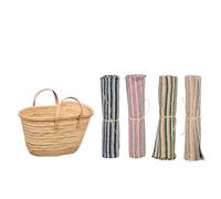 Cestería Aparici - Capazo de Palma Natural con Asas de Cuero Beige Nº5 (38x20x22 cm) - Capazo MINI de Playa y Cesto de Mimbre, Incluye Manta Jarapa de Regalo (Pack Ahorro) REF:5030-5 + jarapa