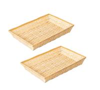 Cesteria Aparici - PACK AHORRO 2 Bandejas de Bambú Natural. Cesta para Lotes de Regalo Gourmet y Cosmética. Bandeja Navideña Decorativa SET 2 UNIDADES (43x32x6 cm, Ref. 2780-2)
