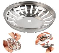 Cestillo de Repuesto para Fregadero, 1 pz, cestillo de Ø 82 mm, de Acero Inoxidable, Color Plata, cestillo con Orificio de Ø 6 mm, Repuesto para Fregadero de Cocina, Fregadero de escurridor de Cocina