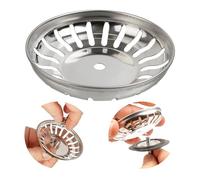 Cestillo de repuesto para fregadero, 1 pz, cestillo de Ø 83 mm, de acero inoxidable, color Plata, cestillo con orificio de Ø 6 mm, repuesto para fregaderos de cocina, fregadero de escurridor de cocina