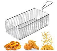 Cestillo Repuesto para freidoras, Canasta para Servir con Asa, grande soporte para papas fritas Plateadas, Tazón para Aperitivos de Acero Inoxidable para Freír y Servir Alimentos