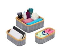 Cesto almacenamiento bambú Cestas baño gris Organizadores Canastos de bambú