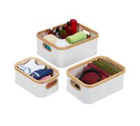 Cesto almacenamiento set de 3 Cestas organizadoras de bambú Canastas para baño