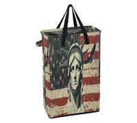 Cesto alto para la ropa sucia con asa resistente, cestas plegables para toallas para niños, para guardería, bandera del Día de los Presidentes de Estados Unidos y Lady Liberty