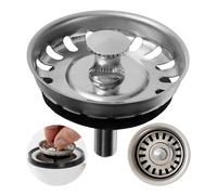 Cesto colador de fregadero, 1 paquete, cesto colador Ø 52 mm, en acero inoxidable, espiga del cesto sobresale 25 mm en el desagüe, espiga de Ø 7,8 mm, repuesto para fregaderos de cocina