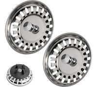 Cesto colador de Fregadero, 2 Juegos, Ø 80 mm, Compatible con sifón IKEA ATLANT y DOMSJÖ, cesto colador con Junta de Goma Mejorada, Apto para módulo de Fregadero Atlant, Fregadero Domsjö