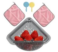 Cesto Colador de Fregadero de Cocina,Estante Triangular Magnético para Esquina | Cesta Coladora Para Fregadero, Accesorios Cocina,para Restos de Frutas y Verduras, Lavado y Drenaje para Hogar y Restau