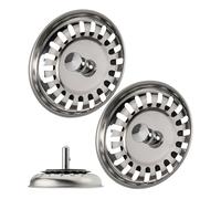 Cesto colador de Fregadero, Paquete de 2, cesto colador de Ø 80 mm, en Acero Inoxidable, la Espiga del cesto sobresale 25 mm en el desagüe, Clavija de Ø 7,8 mm, Repuesto para fregaderos de Cocina
