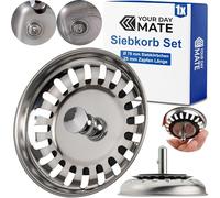 Cesto colador para Fregadero, Paquete de 1, cesto colador de Ø 78 mm, en Acero Inoxidable, la Espiga del cesto sobresale 25 mm en el desagüe, Clavija de Ø 7,8 mm, Repuesto para fregaderos de Cocina