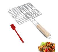 Acero Inoxidable Cesto Pescado Parrilla, Canasta de Asado de Pescado, Abrazadera de Malla de La Parrilla, Cesta Barbacoa de Asar Canasta, para Pescado, Verduras, con Cepillo de Barbacoa