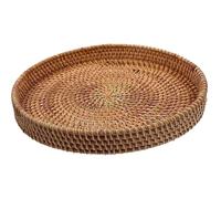 Cesto De Almacenaje De Mimbre Cesta de almacenamiento ratán multifunción, bandeja for alimentos, cestas tejidas a mano for guardar pan(24x24x3cm)