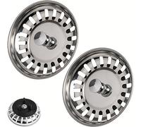 Cesto de colador de Fregadero, 2 Juegos, Ø 80 mm, Compatible con sifón IKEA ATLANT y DOMSJÖ, cesto de colador con Junta de Goma Mejorada, Apto para Fregadero Atlant y Fregadero Domsjö