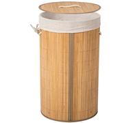 Cesto de lavandería de bambú con tapa, cestas plegables para la ropa sucia, cesta para la ropa sucia de bambú natural, bolsa de lavandería extraíble, 58 L/ 72 L (Natural-Circular, 60 * 35cm)