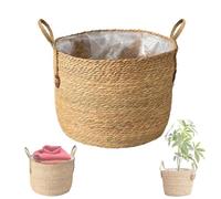 Cesto de mimbre para plantas, gran maceta de flores trenzada, en ratán, moderno y práctico, cesto para plantas de mimbre natural, decoración para el hogar y elegante almacenamiento