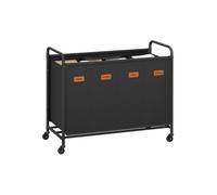 Cesto de Ropa con Ruedas 4 Compartimentos 200 L Negro Tinta