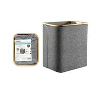 Cesto de Ropa Plegable Portátil de Tela con Asas de Bambú |Ideal para Baño, Lavandería, Dormitorio y Hogar | Diseño Compacto, Durable y Estable (Gris, 48cm-44cm-33cm)